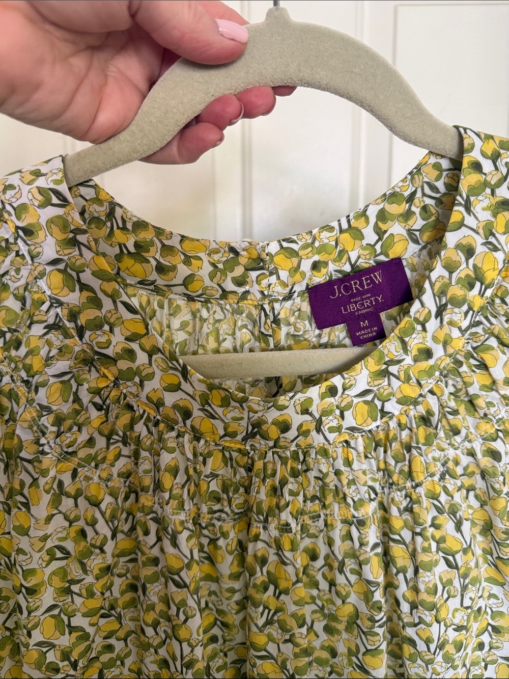 J. Crew Liberty Yellow and White Lemon-Print Puff-Sleeve Blouse - Picture 6 of 8